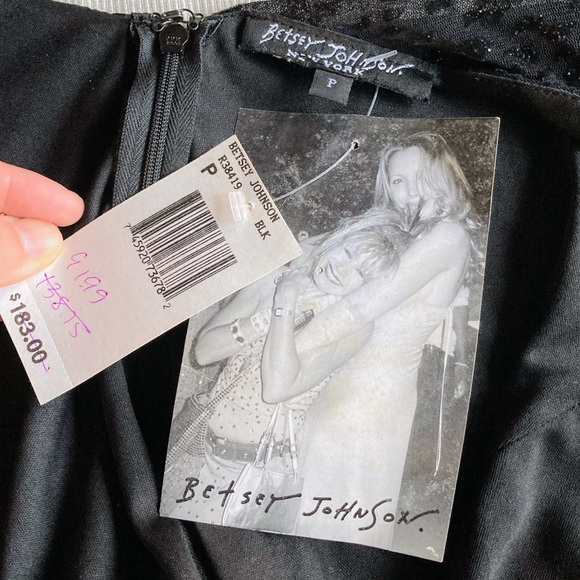 NWT Vintage Betsey Johnson 90s Black Leopard Print Nylon Rayon Glitter Dress XS - Picture 6 of 10